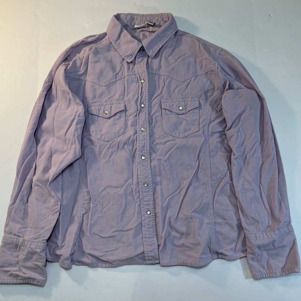 Lee Corduroy Western Shirt Womens XL Purple Snap Front‎ Long Sleeve Cowgirl Boho